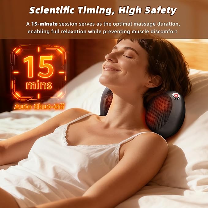 Zenopax Shiatsu Back and Neck Massager with Heat, 3D Deep Tissue Kneading, Cordless Rechargeable Electric Massage Pillow for Muscle Pain Relief, Use at Home, Car, Office, Gifts for Men Women