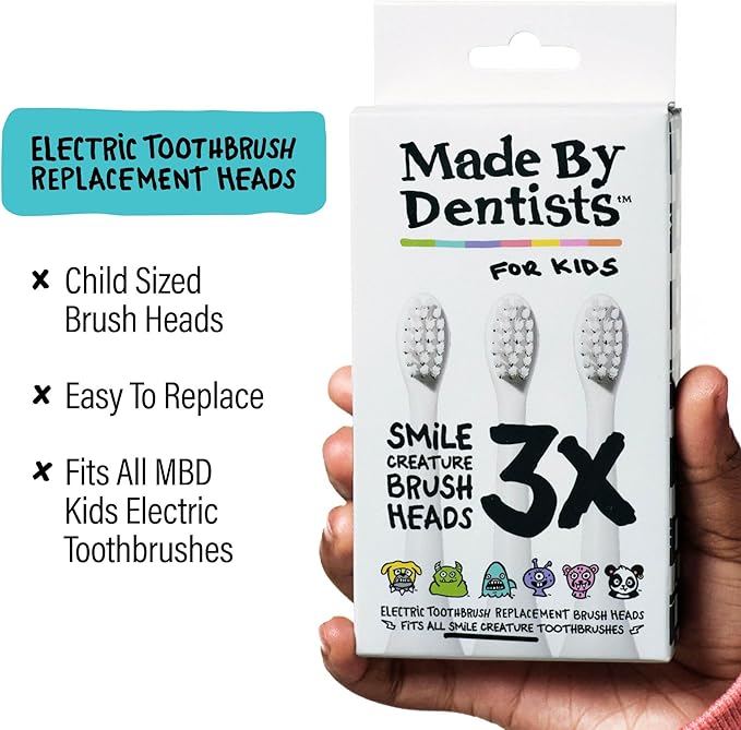 Made by Dentists Kids Electric Toothbrush - Rechargeable Vibrating Toothbrush with Timer, Includes 6 Replacement Heads, Gently Cleans Teeth, Kid & Toddlers Age 2+, Shark