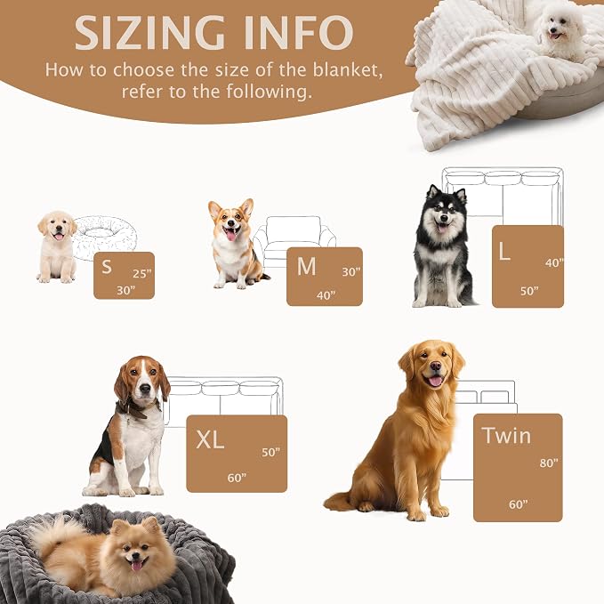 PuTian Waterproof Dog Blanket for Couch, 40"x50", Off White | Blocks Urine, Stains and Pet Hair to Guard Furniture, Perfect For Dogs & Cats On Couch, Bed, Car And Travel