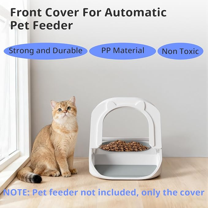 Front Cover for Automatic Microchip Cat Pet Feeder - Prevents Persistent Pet from Getting Food from The Front of The Feeder, 2 Pack