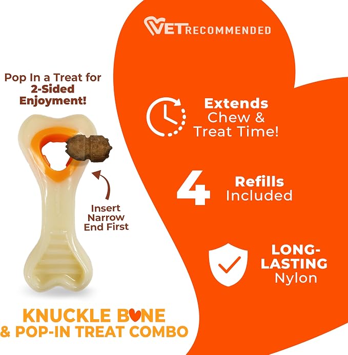 Nylabone Power Chew Knuckle Bone & Pop-In Dog Treat Toy, X-Small