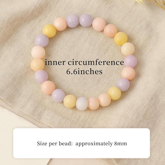 8mm Natural Gemstone Beaded Bracelet for Women, Dainty Round Crystal Stretch Bracelets, Spiritual Healing & Calming Stone Jewelry Gift