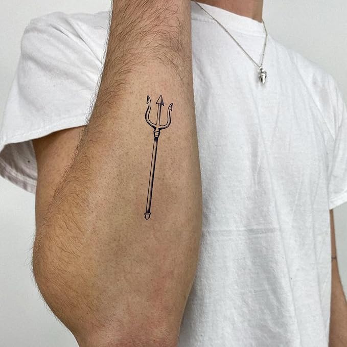 2 Sheets Long Lasting Angel Wing Temporary Fake Tattoos For Men Back,Arrow Trident Semi Permanent Tattoo For Adults Boys,Realistic, Waterproof and Non-Reflective