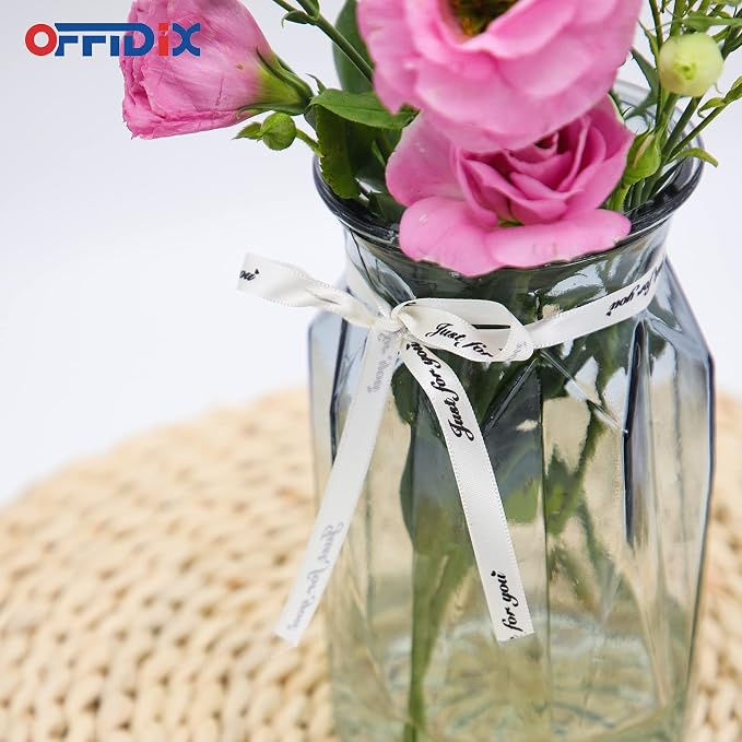 Glass Vase, Geometric Faceted Design Flower Vase for Weddings, Events, Decorating, Arrangements, Office, or Home Decor