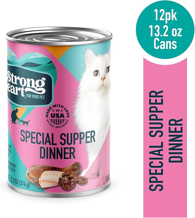 A Strong Heart Adult Cat Pate, Special Supper Dinner, 13.2oz, 12pk | Turkey, whitefish & liver pate, AAFCO complete & balanced, Made in USA, 12-pack