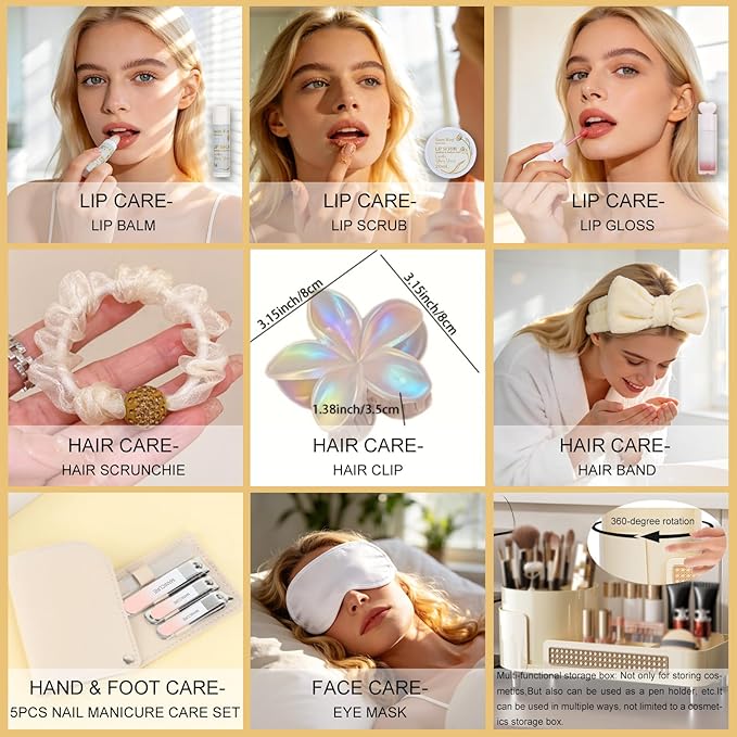 Mothers Day Gifts for Women, 23Pcs VANILLA & YLANG YLANG Spa Gift Basket for Women, Face Skin Lip Care, Bath & Body Set, Self Care Kit, Facial Cream, Birthday, Christmas, Valentines, Anniversary