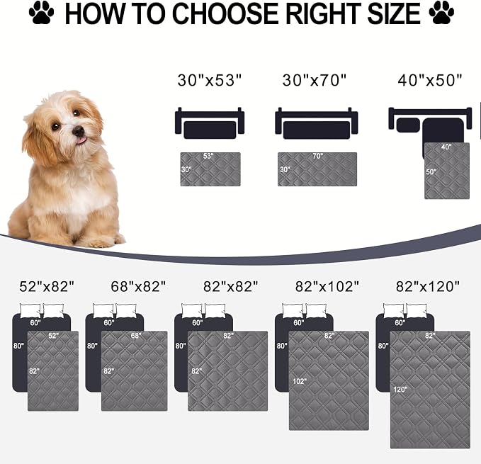 Smiry Reversible Waterproof Pet Couch Covers for Sofa | Washable Dog Couch Sofa Covers, Water Resistant Furniture Protector Slipcover, Geometric (30"x70", Grey/Dark Grey)