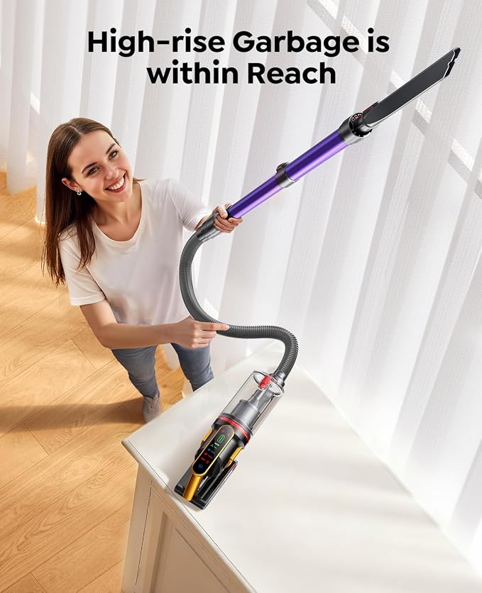 Cordless Vacuum Cleaner 55KPa 650W 70Mins Stick Vacuum Cleaners for Home | with Pet Brush, 3.3Ft Hose, Wall Mount Charging, Auto Mode, Touchscreen, Self-Standing Vacuum for Pet Hair/Carpet/Car