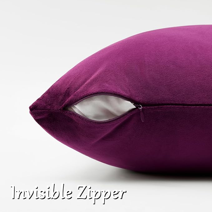 GIGIZAZA Velvet Pillow Covers 24x24 Decorative Pillows Pack of 2 Purple | Throw Pillows for Couch Sofa,280gsm Soft Textured Fabric,Luxury Modern Square Pillowcases,Home Decor Cushion Covers