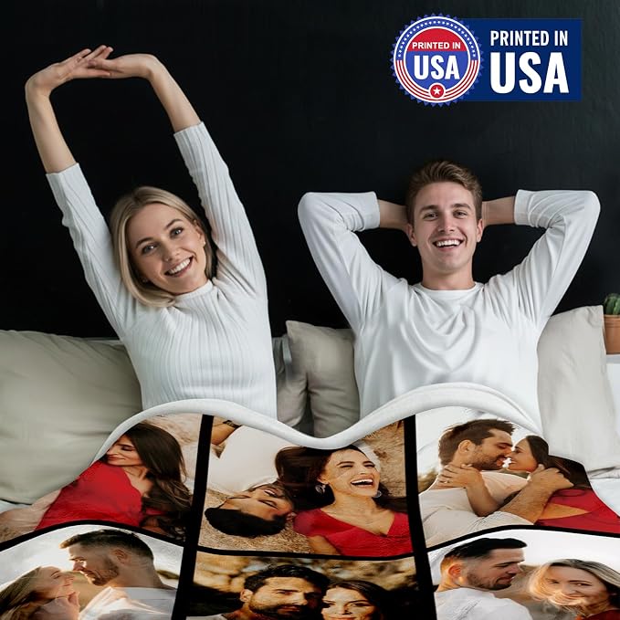 Yofair Ships Next Day, Custom Blanket with Picture Wedding Anniversary Valentines Day Gifts for Him Her Personalized Photo Blankets I Love You Couple Gift for Women Boyfriend Girlfriend Wife Husband