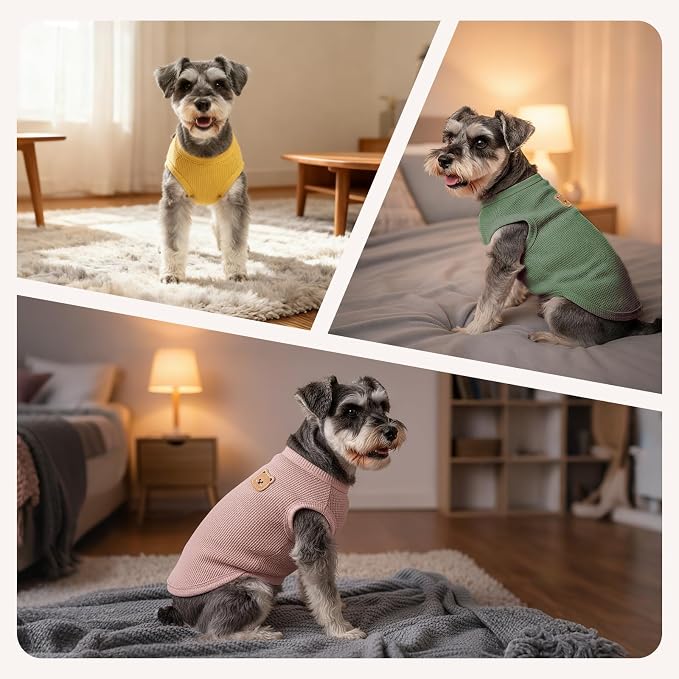 Dog Clothes for Small Dogs, Pet T-Shirt for Boys and Girls | Waffle Knit Dog Tank Top,Comfortable for Summer&Winter,Perfect for Dachshund(3PCS,Small)