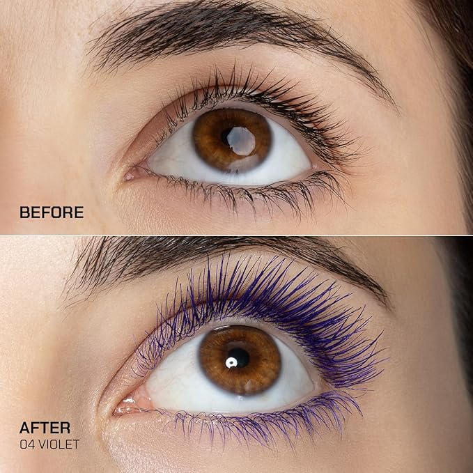 Radiant Professional Lengthening Mascara with silicone brush – Smudge-Proof Curl Mascara Volume and Length for Sensitive Eyes, Cruelty Free, Ideal for Mature & Young Women, 0.43 oz (04 Violet)