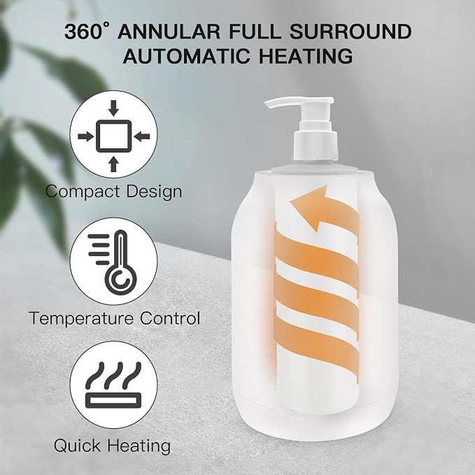 Massage Oil Warmer Bottle Professional Electric Lotion Digital Heater for SPA, Automatic Oil Warmer Heated Oil Lotion Cream for Salon, Barber Shops, Home, with Two Oil Bottle Dispenser (White)