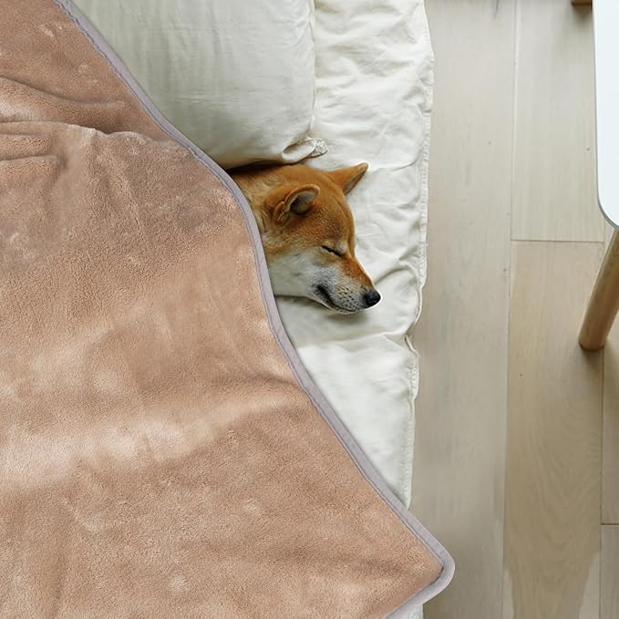 Onarway Dog Blanket Washable for Puppy: 4 Packs Dog Blankets 40”x28” | Fluffy Soft Small Throw for Cat Puppy Kitten Dogs - Fleece Pet Blankets for Bed Sofa Car and Indoor - Khaki