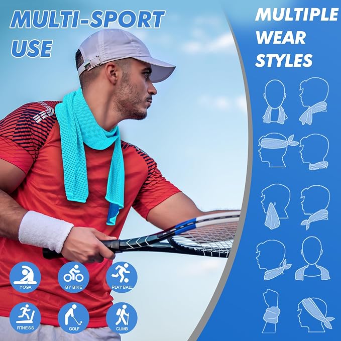 CSITE 20 Pack (47"x12") Cooling Towels for Neck and Face Bulk, Ice Towel for Hot Weather, Soft Breathable Chilly Gym Towels, Microfiber Towel for Work Out, Yoga, Running, Camping & More Activities