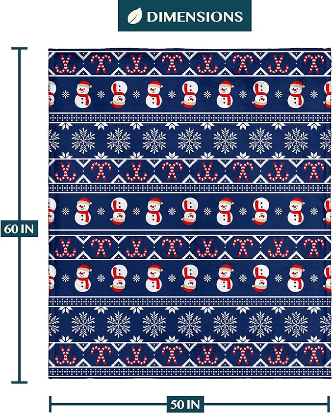 PAVILIA Christmas Snowman Throw Blanket | Blue Holiday Christmas Fleece Blanket | Soft, Plush, Warm Winter Cabin Throw, 50x60 (Blue Christmas)