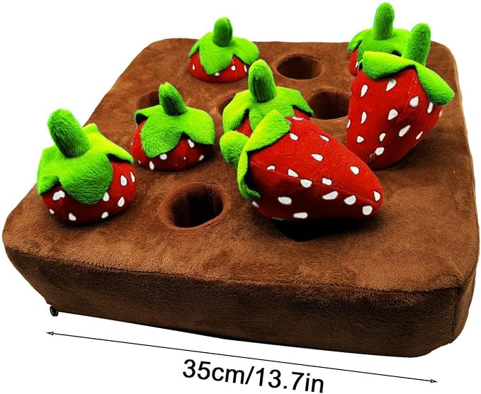 Strawberry Dog Snuffle Mat – Puzzle Feeding Toy, Interactive Game, Non-Slip Plush Chew Toys | Fun Stress Relief Activity for Puppies Adult Dogs Small Medium Large Breeds Playtime Uses