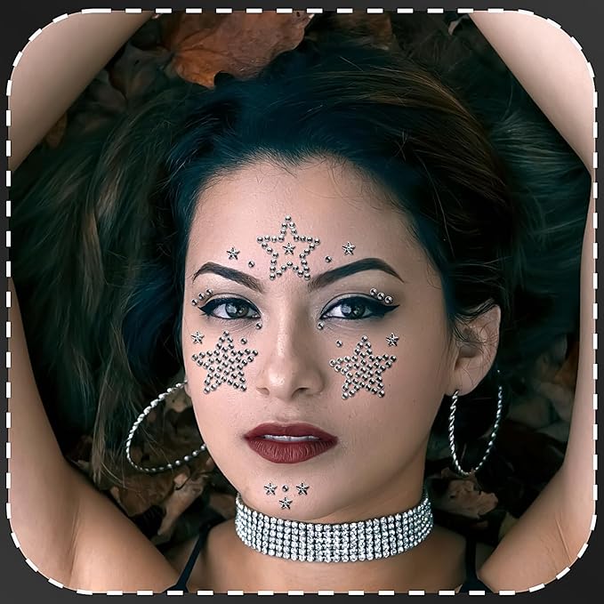 3Sheets Star Gem Stickers Jewels for Crafts, Face Makeup - Self Adhesive Rhinestone Jewel Stickers, Stick on Gems Rhinestones for Crafts, Craft Supplies for Kids (08.White Star)