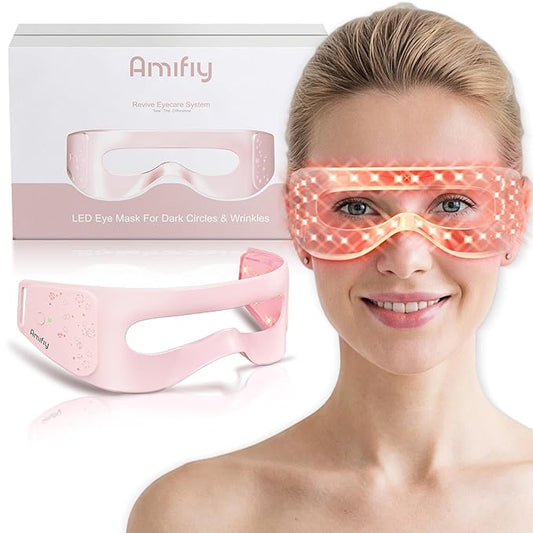 Red Light Therapy Eye Mask, Red Light Therapy for Eyes with 3-Minute Treatment, Under Eye Mask for Dark Circles, Eye Bags, Fine Lines & Wrinkles, Rejuvenating Eye Massager (Pink)