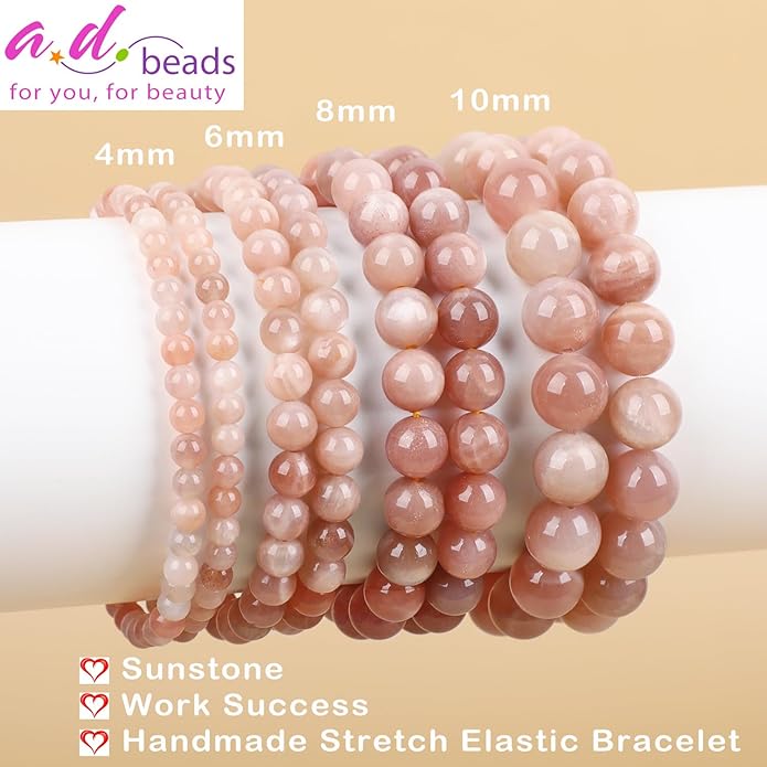 AD Beads Handmade Gemstone Stretch Elastic Bracelet Crystal Healing Reiki Nature's Beauty and Spiritual Essence Unisex
