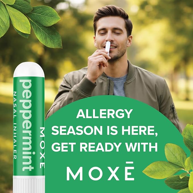 MOXE Peppermint Essential Oil Nasal Inhaler, Therapeutic No-Mess Aromatherapy, Cooling, Refreshing, Invigorating, Uplifts Mood and Positivity, Pure and Undiluted, Made in USA (1 Pack)