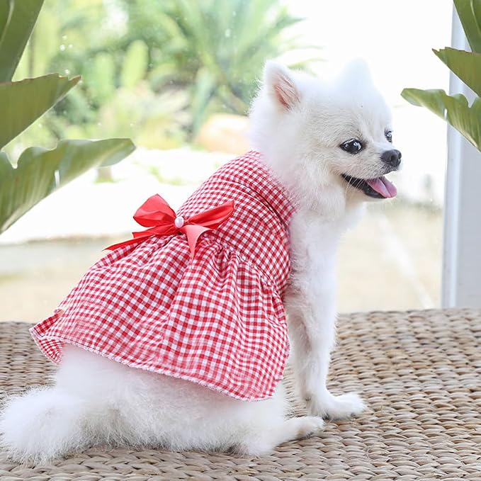 TAPBULL Dog Dresses, Fashionable Pet Dog Clothes, Cute Cat Birthday Dress Outfit (Blue/Red/Pink/Pink-Blue/Yellow-Blue 5-Pack), X-Small