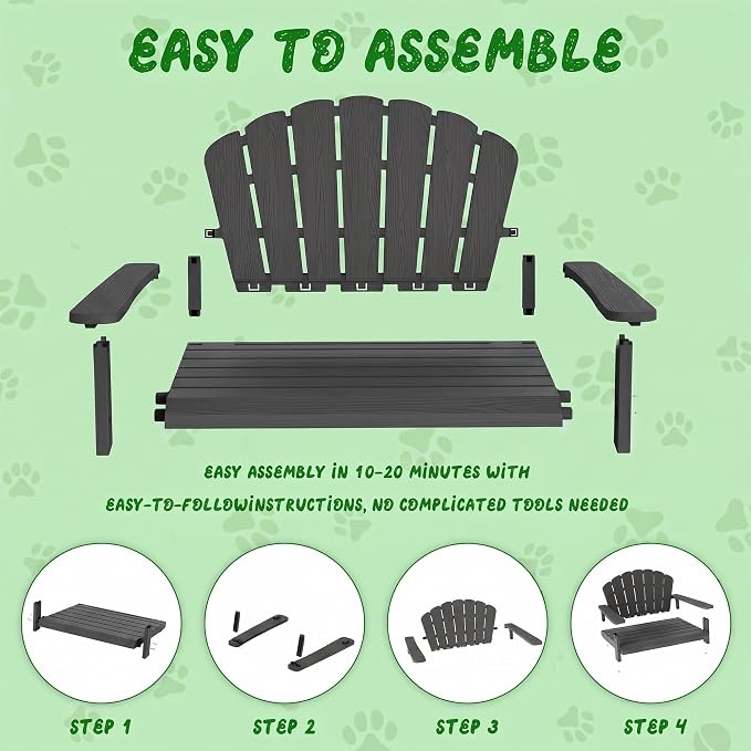 Outdoor Dog Sofa Chair, Black, 40.24" L x 30.08" W x 20.04" H | Waterproof Resin Dog Bed, For Patio Furniture, Easy Assembly and Clean