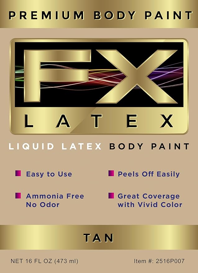 Liquid Latex - Face and Body Paint, Ammonia Free, Easy On and Off, Cosplay Makeup, Create Professional Monster, Zombie Arts 16 Oz (Tan)