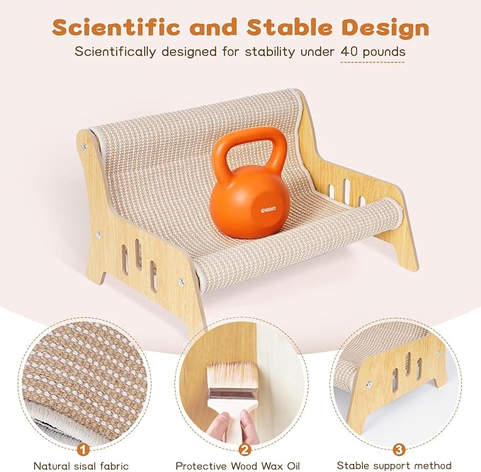 Large Sisal Cat Scratcher Sofa for Indoor Cats, Durable Cat Couch Furniture | Mess-Free No Shedding Cat Scratcher Bed, Multi-Functional Lounge for Scratching & Playing, Easy Assembly, Protects Furniture