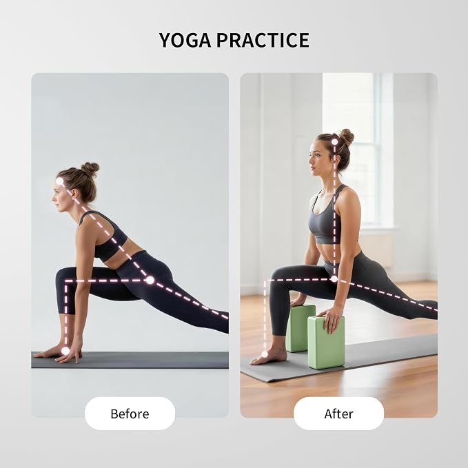 PROIRON Yoga Blocks, 2 Pack Supportive High Density Premium Eva Foam, Soft Non-Slip Surface with Curved Edges Stretch Blocks For Yoga, Pilates, Stretching