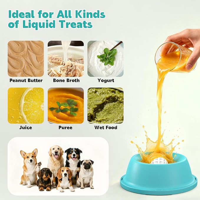 Slow Feeder Dog Licking Bowl, Anti-Removal Ball Liquid Feeding Bowl, No-Spill Leak-Proof & Jam-Free Rolling, Food-Grade Detachable Design, 10oz Capacity for Large Medium Small Dogs and Cats