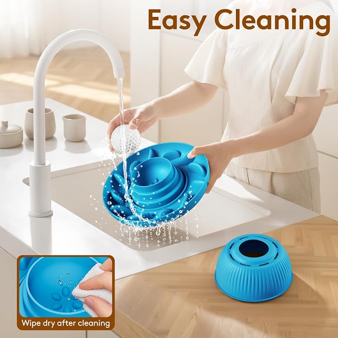 Slow Feeder Dog Bowls 2 in 1 Liquid Treat Dog Lick Bowl and Dog Bowls – 5‑Cup Large Capacity, Liquid and Solid Food Treat Dispenser for Slowing Down Eating for Large Medium Small Dogs and Cats (Blue)