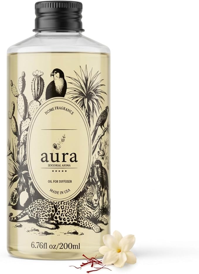 A U R A - Corsica Fragrance Oil for Waterless Scent Diffuser - Inspired by M.F.K Baccarat Rouge | 6.7 fl oz / 200 ml Essential Oil Blend for Aromatherapy & Hotel Collection Diffuser
