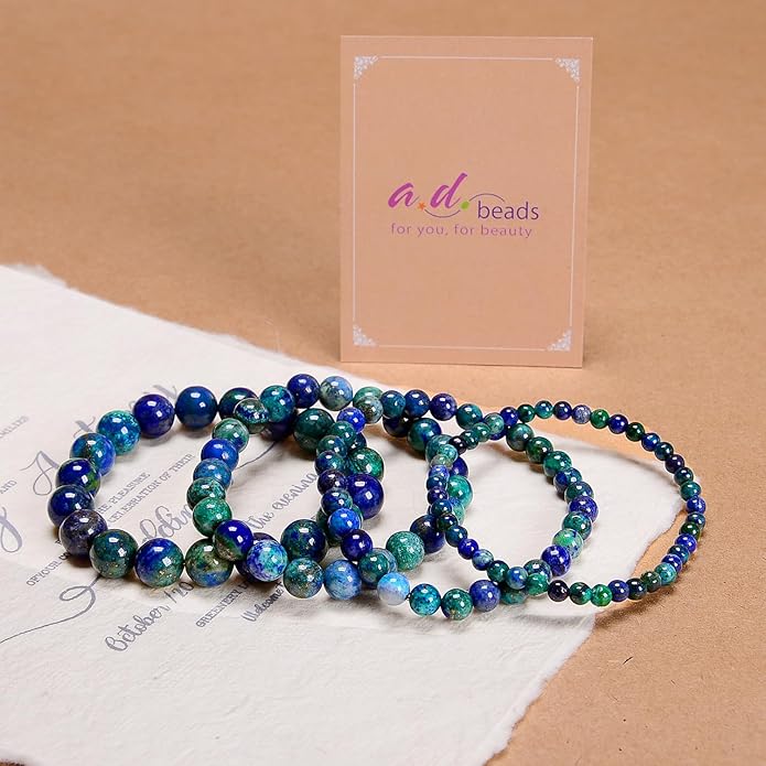 AD Beads Handmade Gemstone Stretch Elastic Bracelet Crystal Healing Reiki Nature's Beauty and Spiritual Essence Unisex