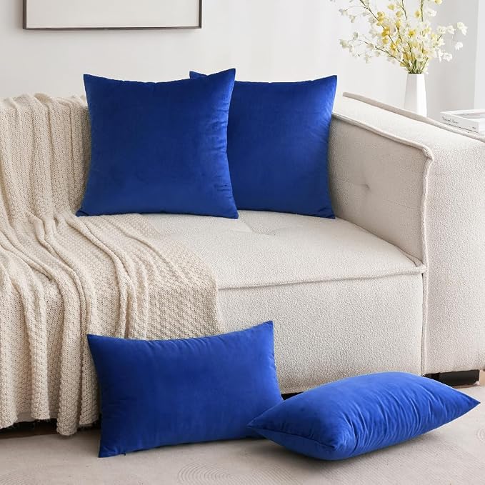 MIULEE 12x20 Inch Lumbar Velvet Throw Pillow Cover Set of 1 Royal Blue | Soft Luxury Decorative Throw Pillow Cover, Single Rectangle Cushion Case, Home Decor for Chair Couch Sofa Bedroom Car Bed
