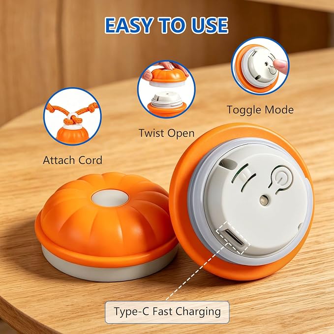 Interactive Dog Ball, 360° Self-Moving, USB-C, LED and Squeaker