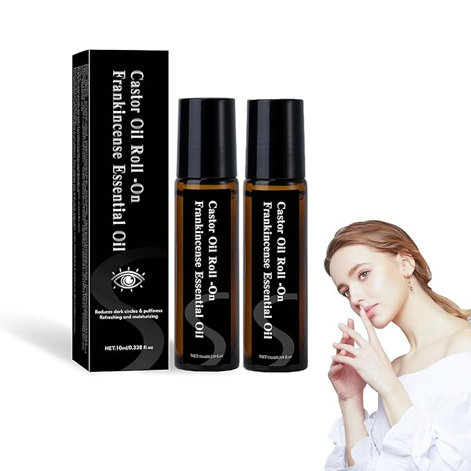 Castor Oil and Frankincense Eye Roller, Castor Oil Under Eye Roller, Castor Oil Frankincense Rollerball, Moisturizing, Anti-Wrinkle and Fine Line (2)