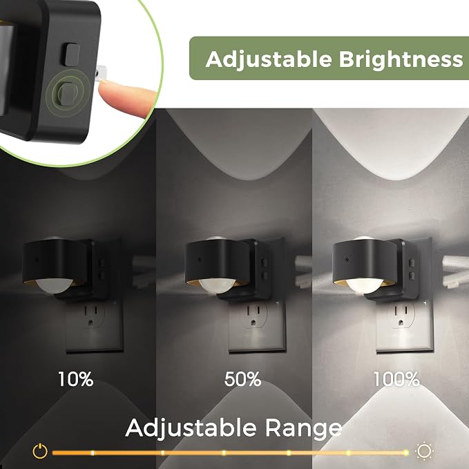 L LOHAS LED Night Light Projector, Night Lights Plug into Wall 3CCT | 2000K/3000K/5000K Adjustable Color Temperature Nightlight, Rotating Nightlight with Light Sensor for Kids, Bathroom, 1 Pack