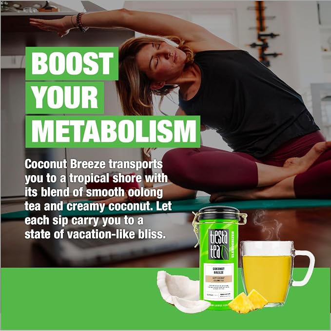 Tiesta Tea - Coconut Breeze, Loose Leaf, Soft Coconut Oolong Tea, Medium-Caffeinated Blend, Makes Hot or Iced & Up to 40-50 Cups, 4oz Refillable Tin