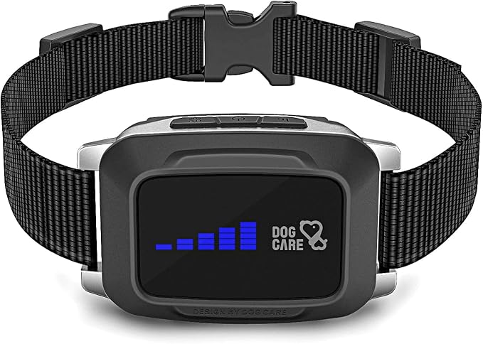 DOG CARE Rechargeable Dog Bark Collar with Intelligent Bark Control, Vibration, Effective Sound, Shock Training Modes for Dogs with 5 Adjustable Levels, Dog Shock Collar with LED Indicator