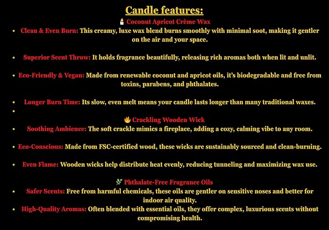 Luxury Handcrafted Bergamot, Vanilla, and Musk CHILL Scented Candle | Aromatherapy Crackling Wood Wick Long-Lasting Coconut Apricot Creme Wax Candles | 8oz-55hr Burntime | Perfect for Any Occasion