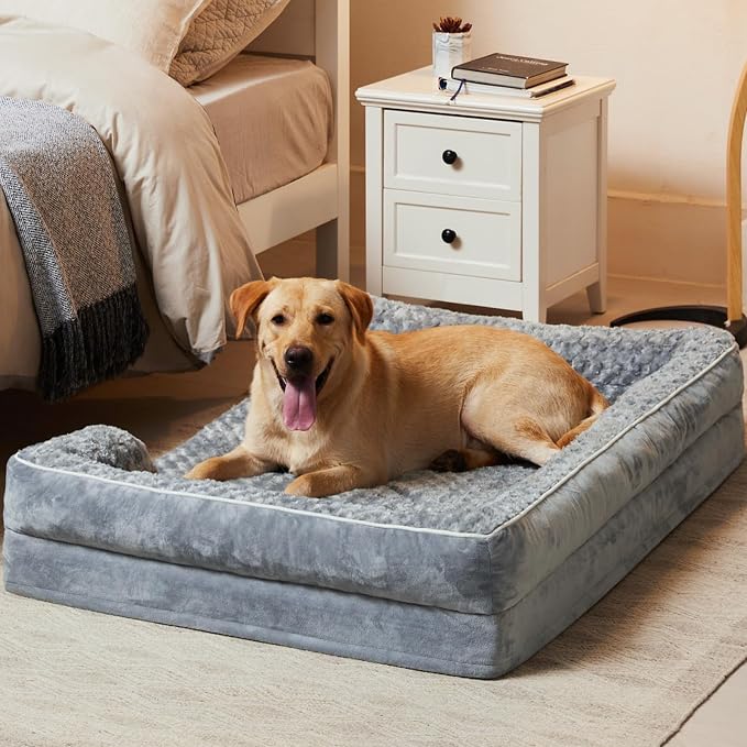 WNPETHOME Dog Beds for Large Sized Dogs, Washable Orthopedic Dog Couch Sofa Bed with Waterproof Lining & Non-Skid Bottom for Pet Sleeping (Pack of 2)