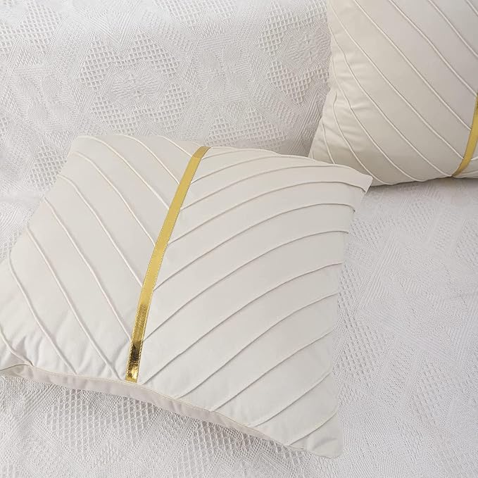Velvet Throw Pillow Covers 24x24 inch Pack of 2 Gold Decor Beige | Soft Solid Pillow Covers,Modern Luxury Home Decor,for Couch Chair Sofa Bedroom Livingroom,Hidden Zipper,Ideal Gift,Easy Care