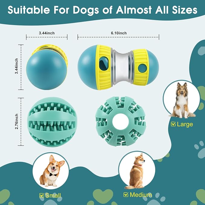 ETACCU Dog Puzzle Toy Adjustable Treat Dispensing Ball Slow Feeder Food