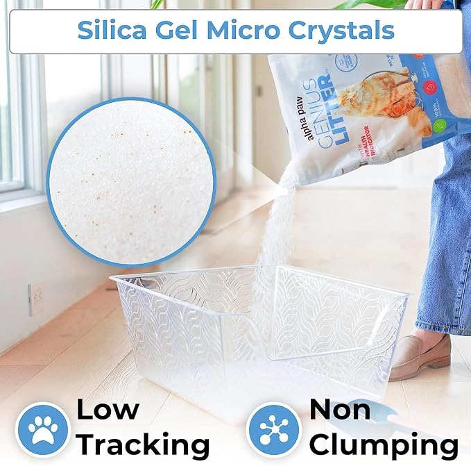 Genius Litter Health Monitoring Cat Litter, Featured on Shark Tank, Lightweight Crystal Silica Gel, Non Clumping, Dust Free, Low Tracking, Odor Control for Indoor Cats and Kittens, 6 lb Bag