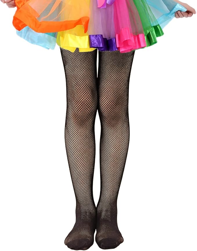 Girls Fishnet Stockings for Princess Dress High Waist Mesh Tights Cute Pattern Knit Socks