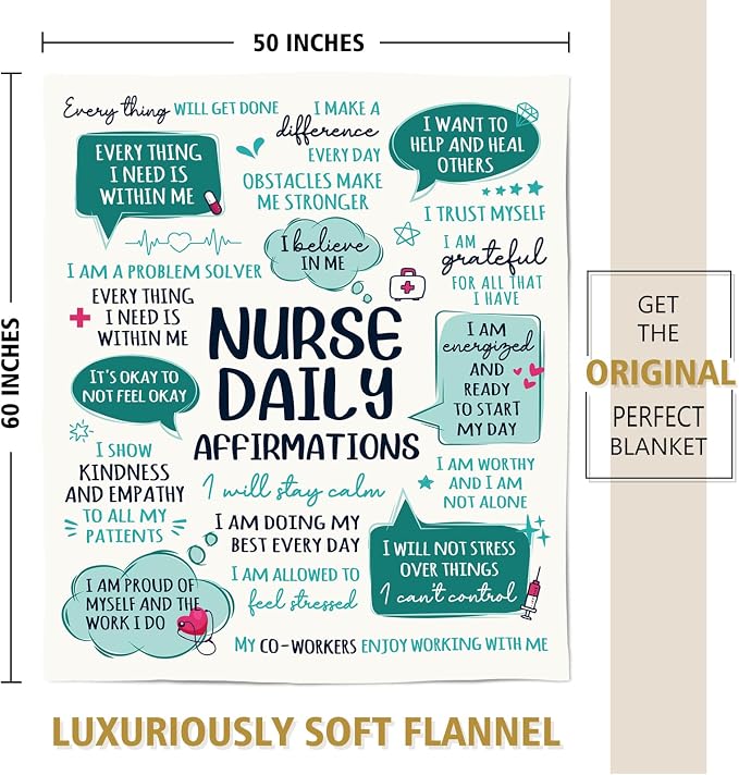 Craftique Nurse Gifts for Women Men- Nurse Blanket with Daily Affirmations | LPN RN Gifts for Nurses, Appreciation/Graduation/Christmas/Birthday Gifts for Nurse, Nursing School, Nurses Week/Day, Soft