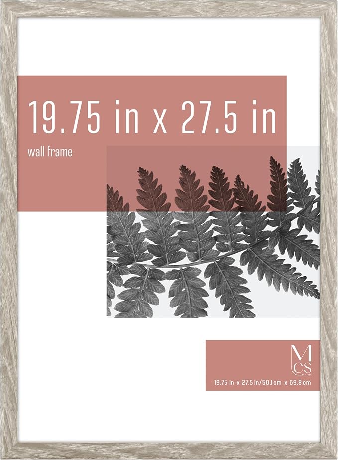 MCS Studio Gallery 19.75x27.5 Poster Frame Grey Woodgrain Engineered Wood, Vertical & Horizontal Wall Hanging Large Picture Frame for Photos, Posters & Art Prints (1-Pack)