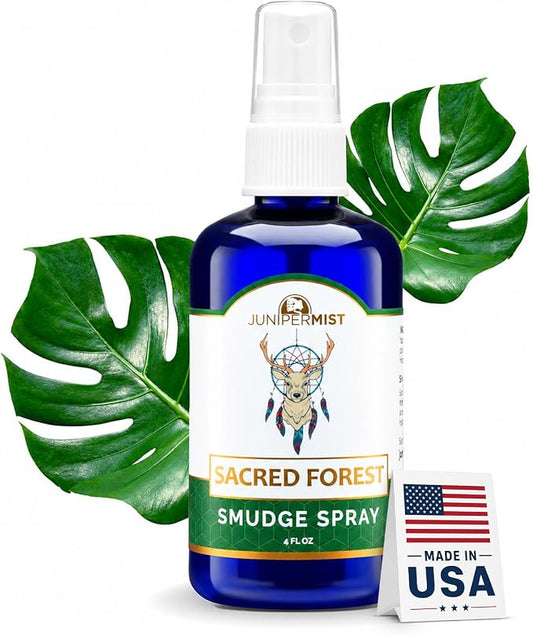 Cedar & Sage Smudge Spray (114ml), Sacred Forest Room Spray, Spiritual Cleansing Spray for Negative Energy, Smokeless Smudge Spray, Essential Oil Spray with Fir & Juniper UK