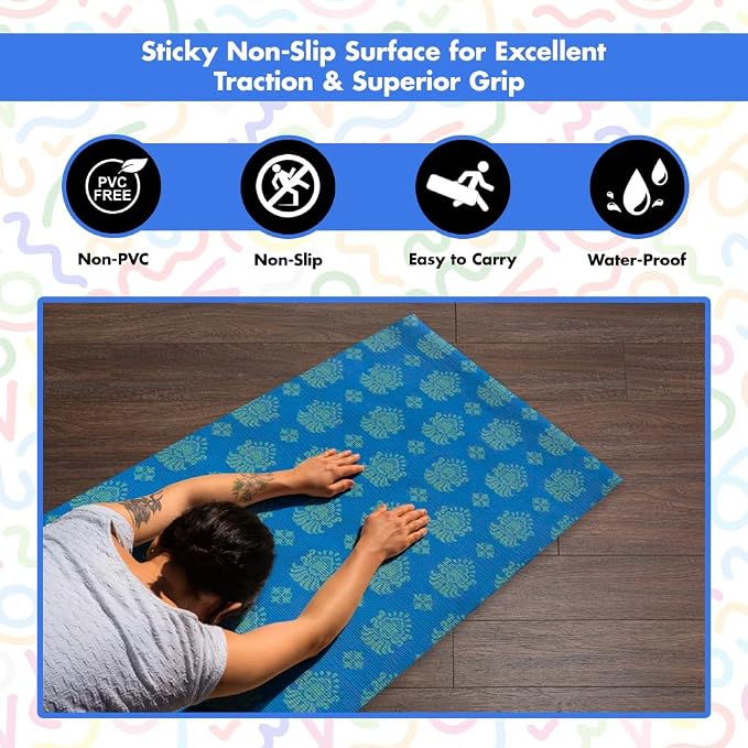 HOME ARCHIVE Premium Yoga Mat 6mm Print Reversible Extra Thick and Large Non Slip Exercise & Fitness Mat for All Types of Yoga Pilates & Floor Workouts (78" x 24" x 6mm Thick)